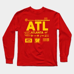 Vintage Atlanta ATL Airport Code Travel Day Retro Travel Tag Y Long Sleeve T-Shirt